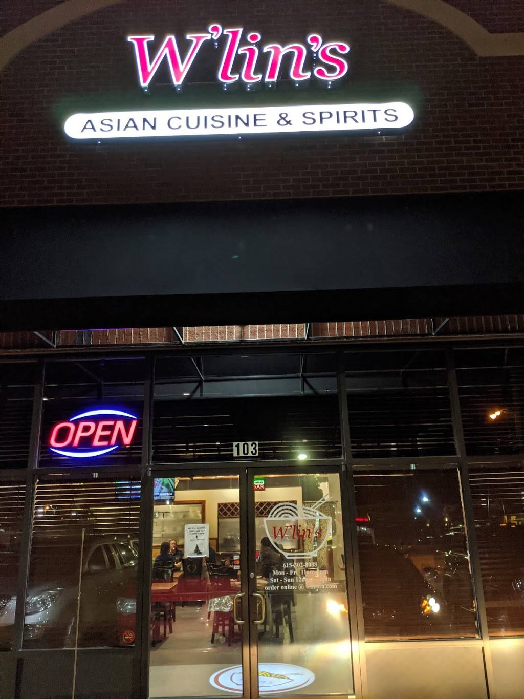 Wlins Asian cuisine | restaurant | 2105 Wall St STE 104, Spring Hill, TN 37174, USA | 6153028088 OR +1 615-302-8088