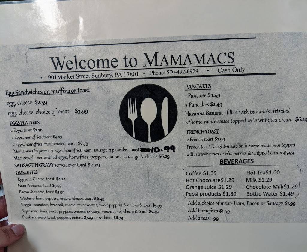 Mamamacs | restaurant | 901 Market St, Sunbury, PA 17801, USA | 5704920929 OR +1 570-492-0929