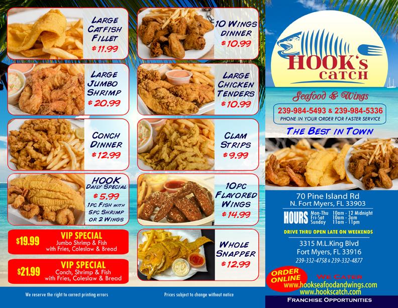 Hooks Catch Seafood and Wings | restaurant | 70 Pine Island Rd, North Fort Myers, FL 33903, USA | 2399845493 OR +1 239-984-5493