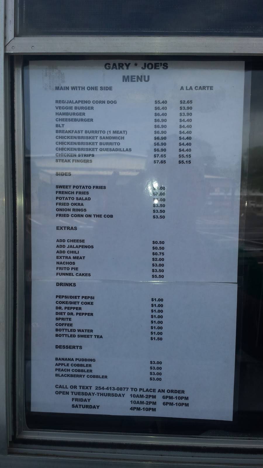 Gary Joes | restaurant | 1755 W South Loop, Stephenville, TX 76401, USA | 2544130877 OR +1 254-413-0877