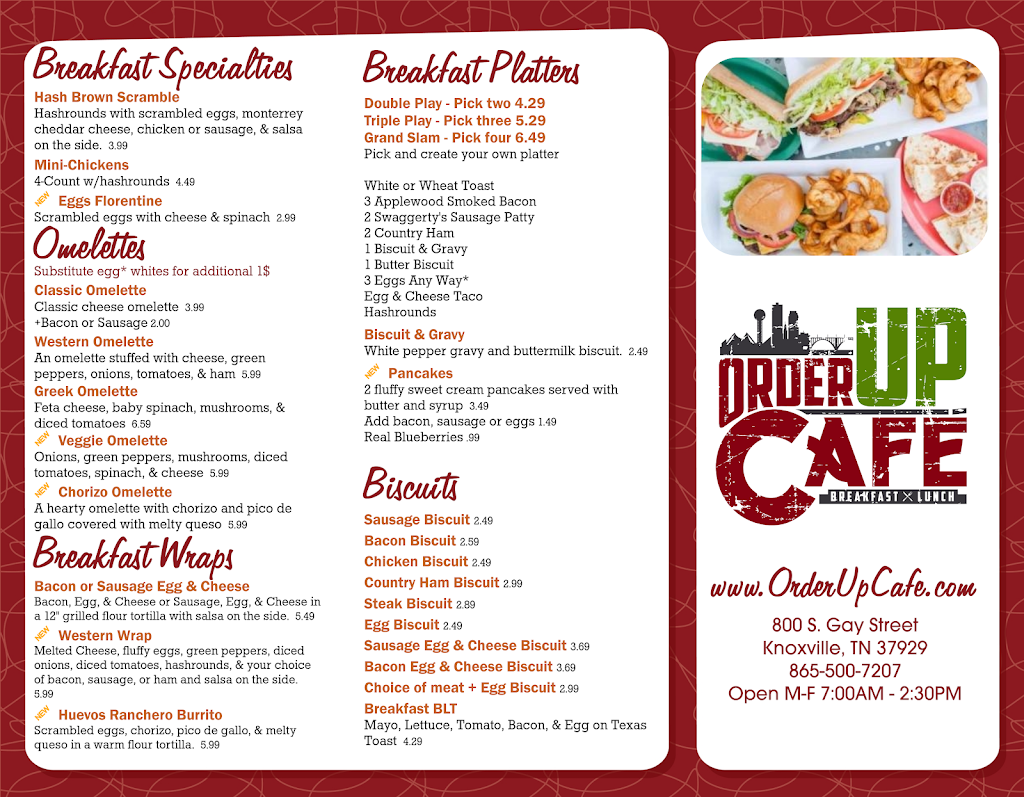 Order Up Cafe | restaurant | First Horizon Plaza, 800 S Gay St Suite P-365, Knoxville, TN 37929, USA | 8655007207 OR +1 865-500-7207