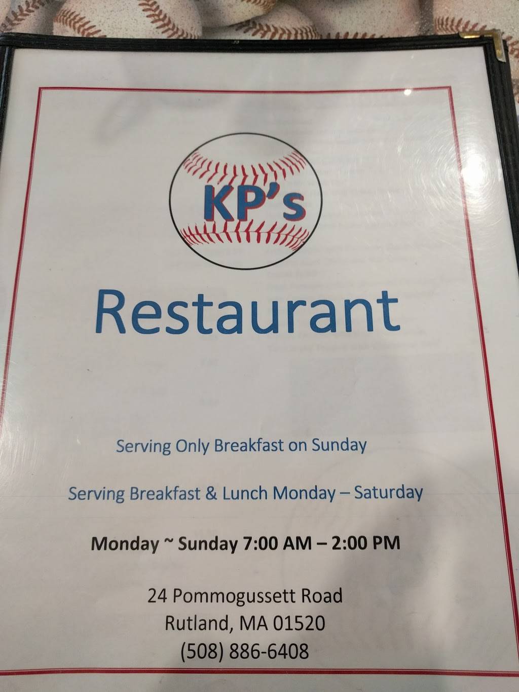 K Ps Restaurant | restaurant | 24 Pommogussett Rd, Rutland, MA 01543, USA | 5088866408 OR +1 508-886-6408