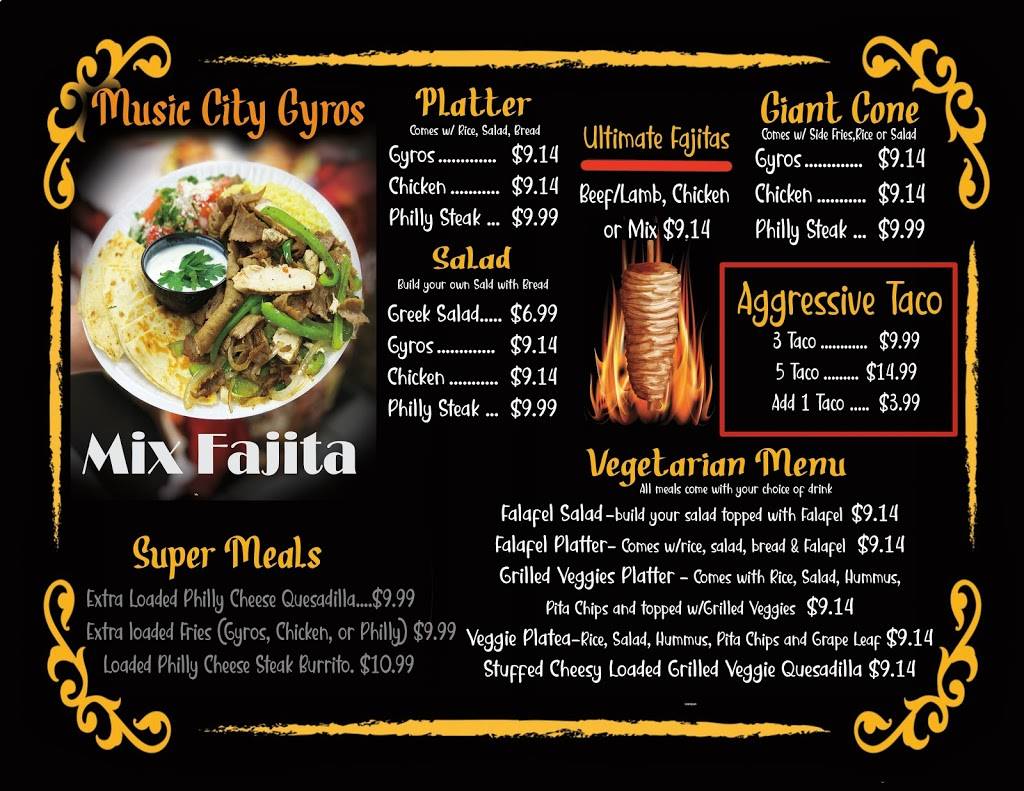 Music City Gyros | restaurant | 2008 Memorial Blvd, Springfield, TN 37172, USA | 6152007375 OR +1 615-200-7375