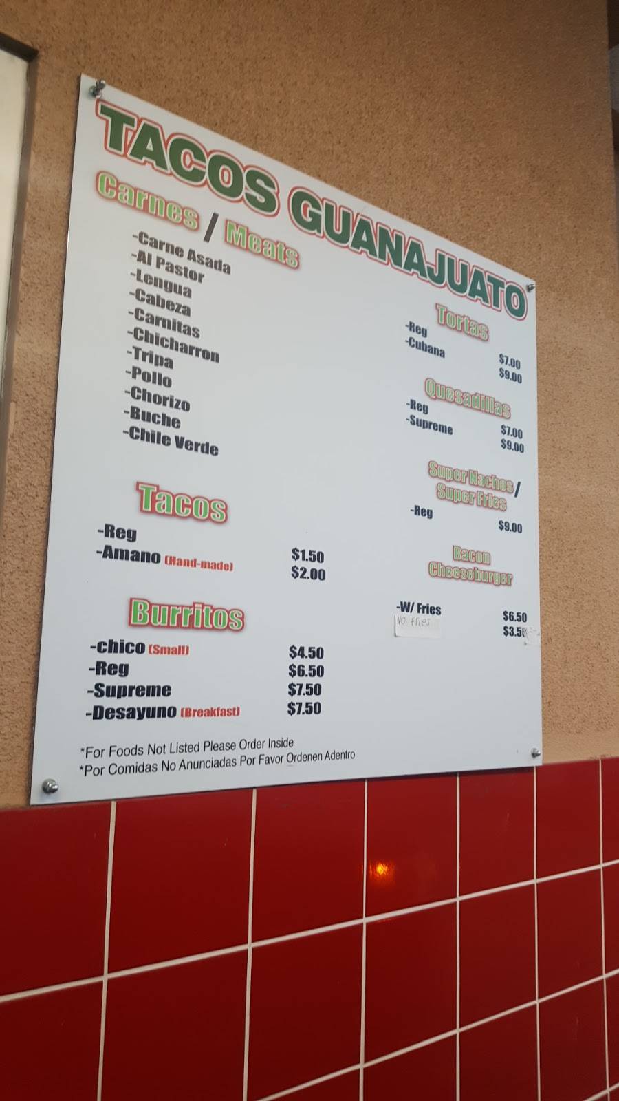 Tacos Guanajuato | restaurant | 1488 S Madera Ave, Madera, CA 93637, USA | 5596648406 OR +1 559-664-8406