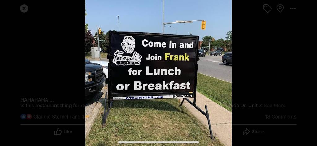 Frank’s Place | restaurant | 10 Strada Dr, Woodbridge, ON L4L 5W1, Canada | 9058511514 OR +1 905-851-1514