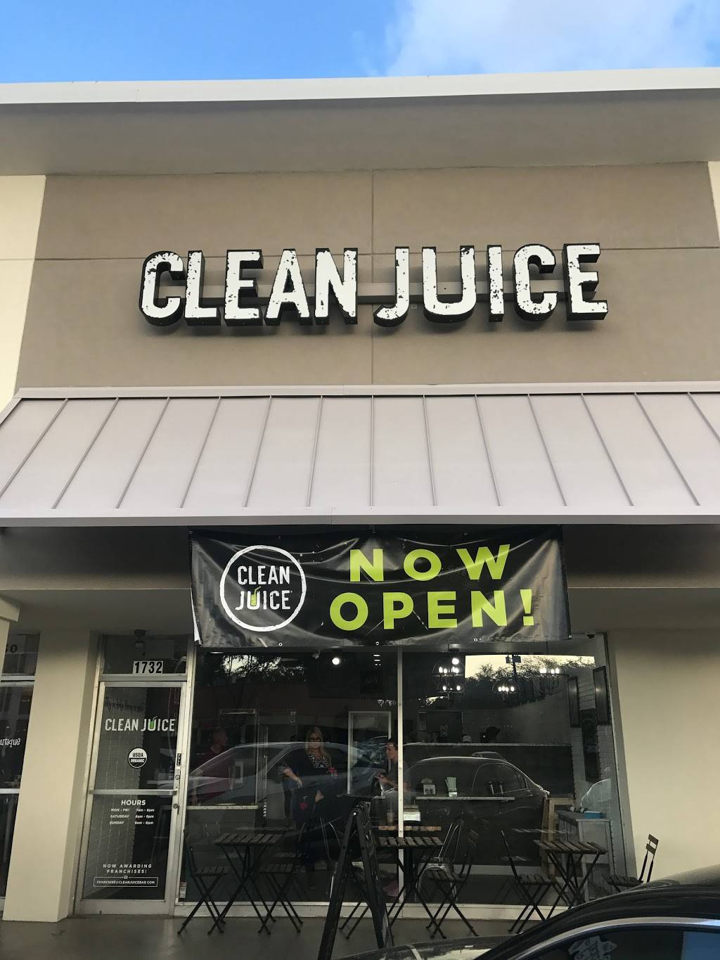 Clean Juice | restaurant | 1732 S Dale Mabry Hwy, Tampa, FL 33629, USA | 8135427063 OR +1 813-542-7063