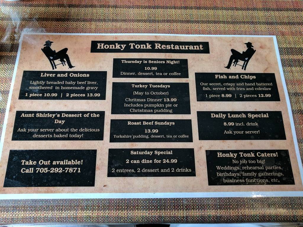 Honky Tonk Restaurant | restaurant | 871 Ward St, Bridgenorth, ON K0L 1H0, Canada | 7052927871 OR +1 705-292-7871