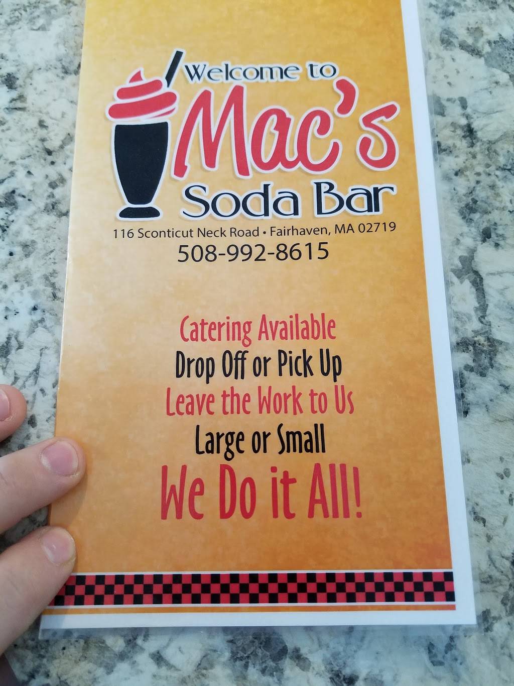 Macs Soda Bar | meal delivery | 116 Sconticut Neck Rd, Fairhaven, MA 02719, USA | 5089928615 OR +1 508-992-8615