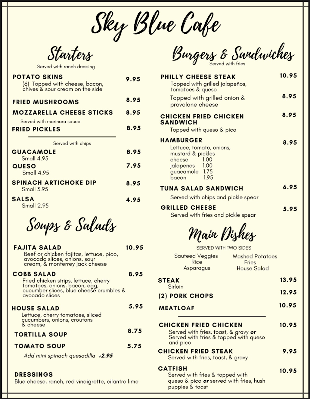 Sky Blue Cafe | restaurant | 206 W San Antonio St, San Marcos, TX 78666, USA | 5126676402 OR +1 512-667-6402