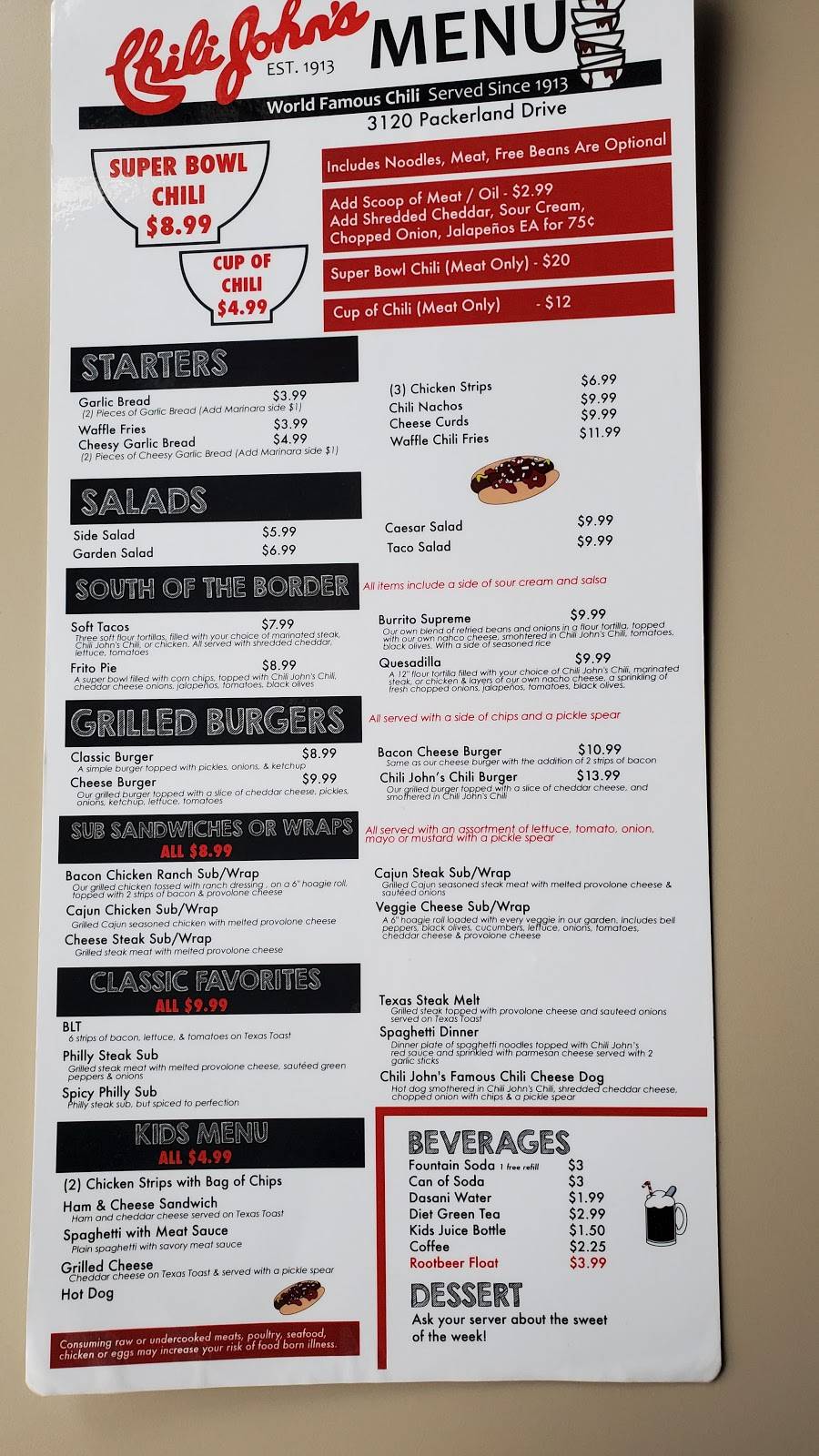 Chili Js Restaurant | restaurant | 3120 Packerland Dr, Ashwaubenon, WI 54115, USA | 9202414556 OR +1 920-241-4556