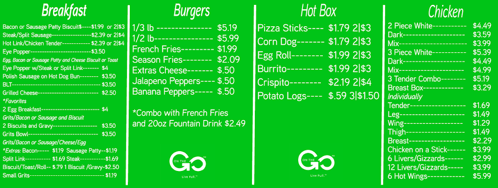 On the Go - Boyle | meal takeaway | 188 Hwy 61 N, Boyle, MS 38730, USA | 6628461368 OR +1 662-846-1368