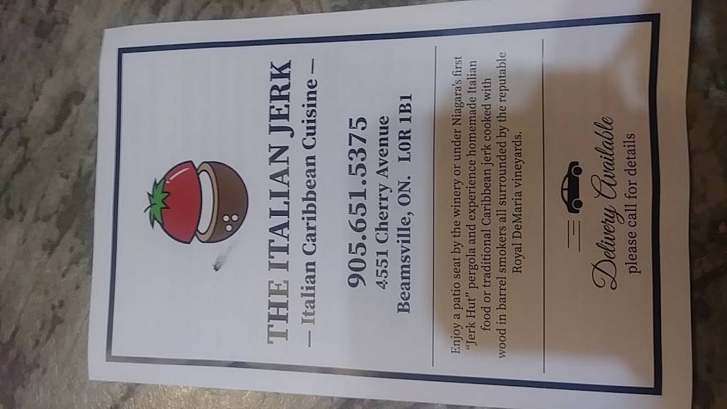 The Italian Jerk | restaurant | 4551 Cherry Ave, Beamsville, ON L0R 1B1, Canada | 9056515375 OR +1 905-651-5375