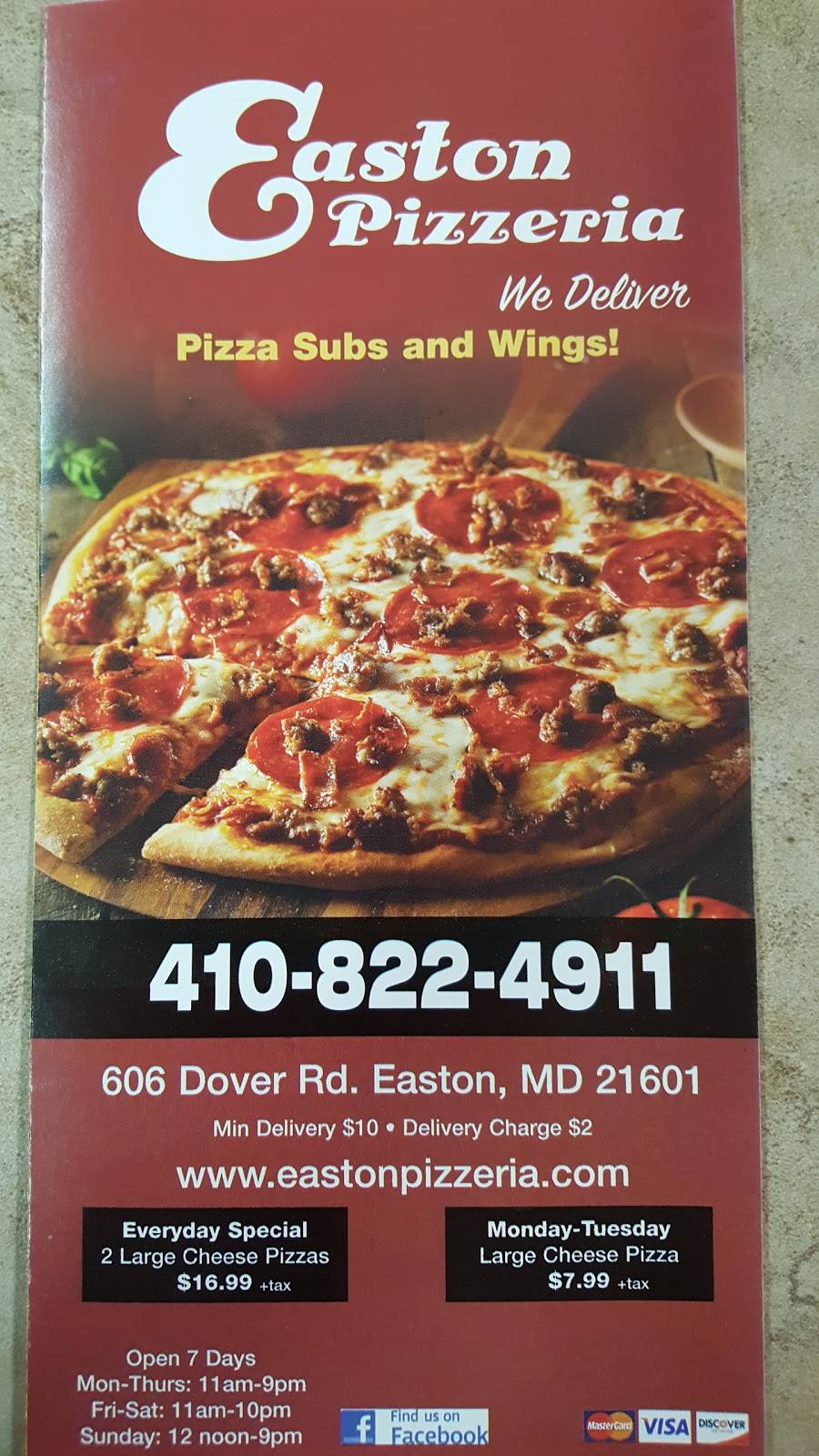 Easton Pizzeria | restaurant | 606 Dover Rd, Easton, MD 21601, USA | 4108224911 OR +1 410-822-4911
