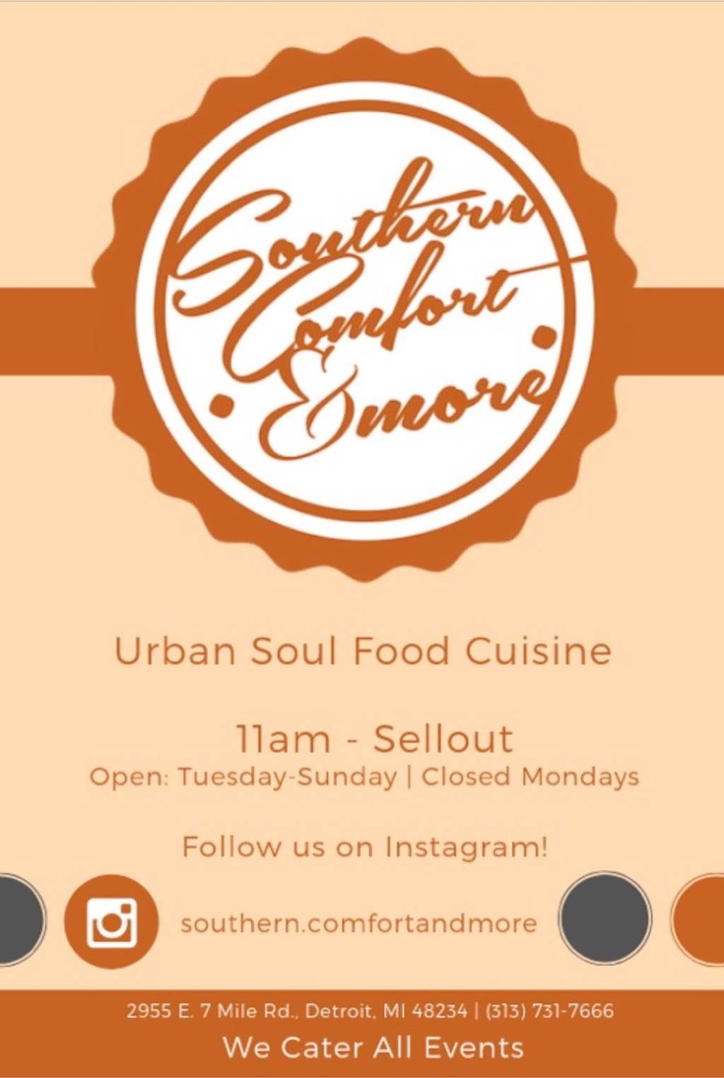Southern Comfort & More | restaurant | 2955 Seven Mile E, Detroit, MI 48234, USA | 3137317666 OR +1 313-731-7666