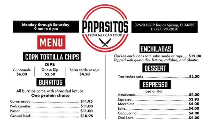 Papasitos fresh Mexican food | restaurant | 39620 US-19, Tarpon Springs, FL 34689, USA | 7279402050 OR +1 727-940-2050