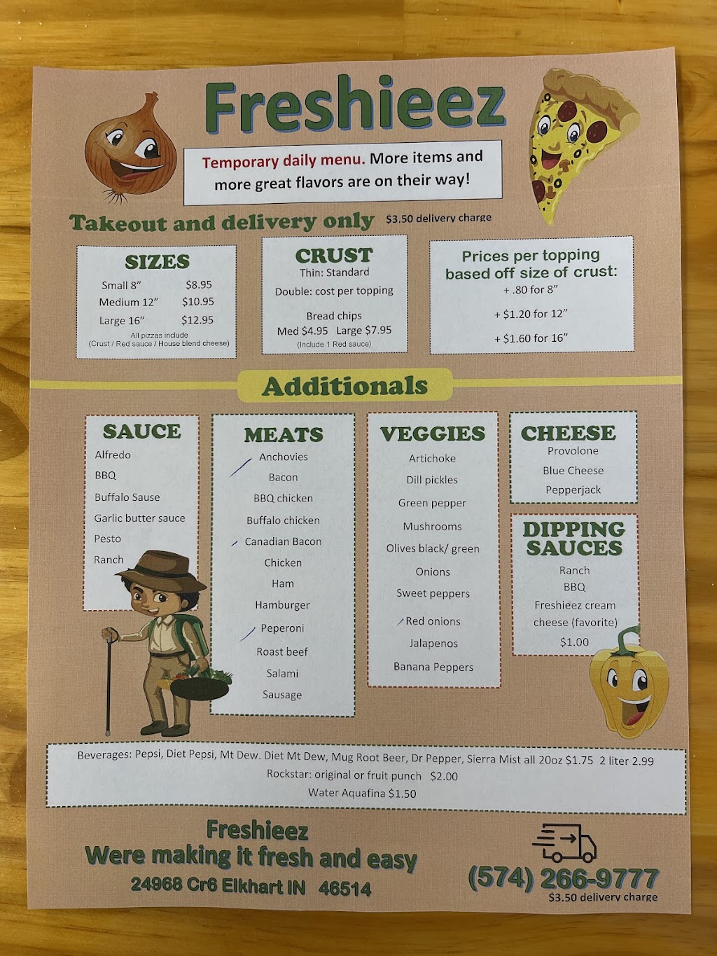 Freshieez | restaurant | 24968 Co Rd 6, Elkhart, IN 46514, USA | 5742669777 OR +1 574-266-9777