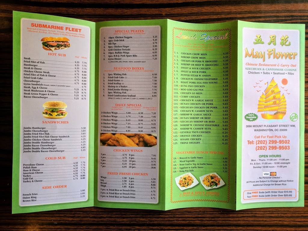Mayflower Chinese Carryout | meal takeaway | 3066 Mt Pleasant St NW, Washington, DC 20009, USA | 2022999502 OR +1 202-299-9502