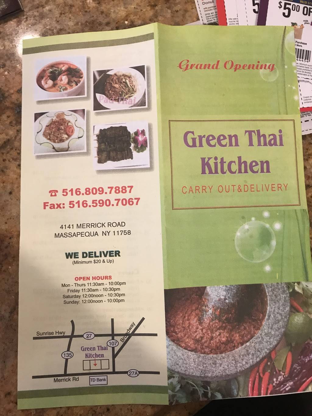 Green Thai Kitchen | restaurant | 4141 Merrick Rd, Massapequa, NY 11758, USA | 5168097887 OR +1 516-809-7887