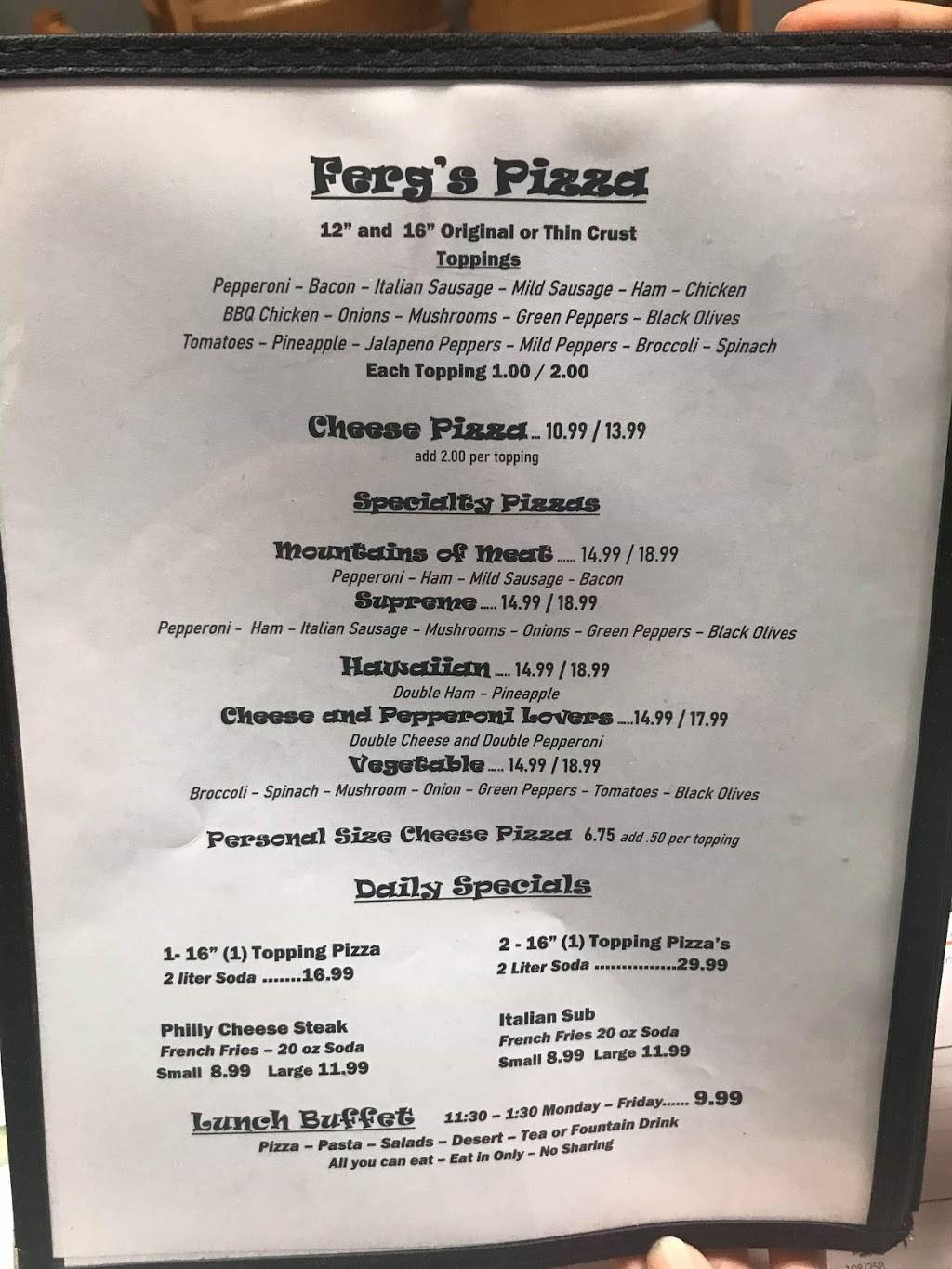 Fergs Pizza Bar | restaurant | 104 Adams St suite e, Stevenson, AL 35772, USA | 2566632130 OR +1 256-663-2130