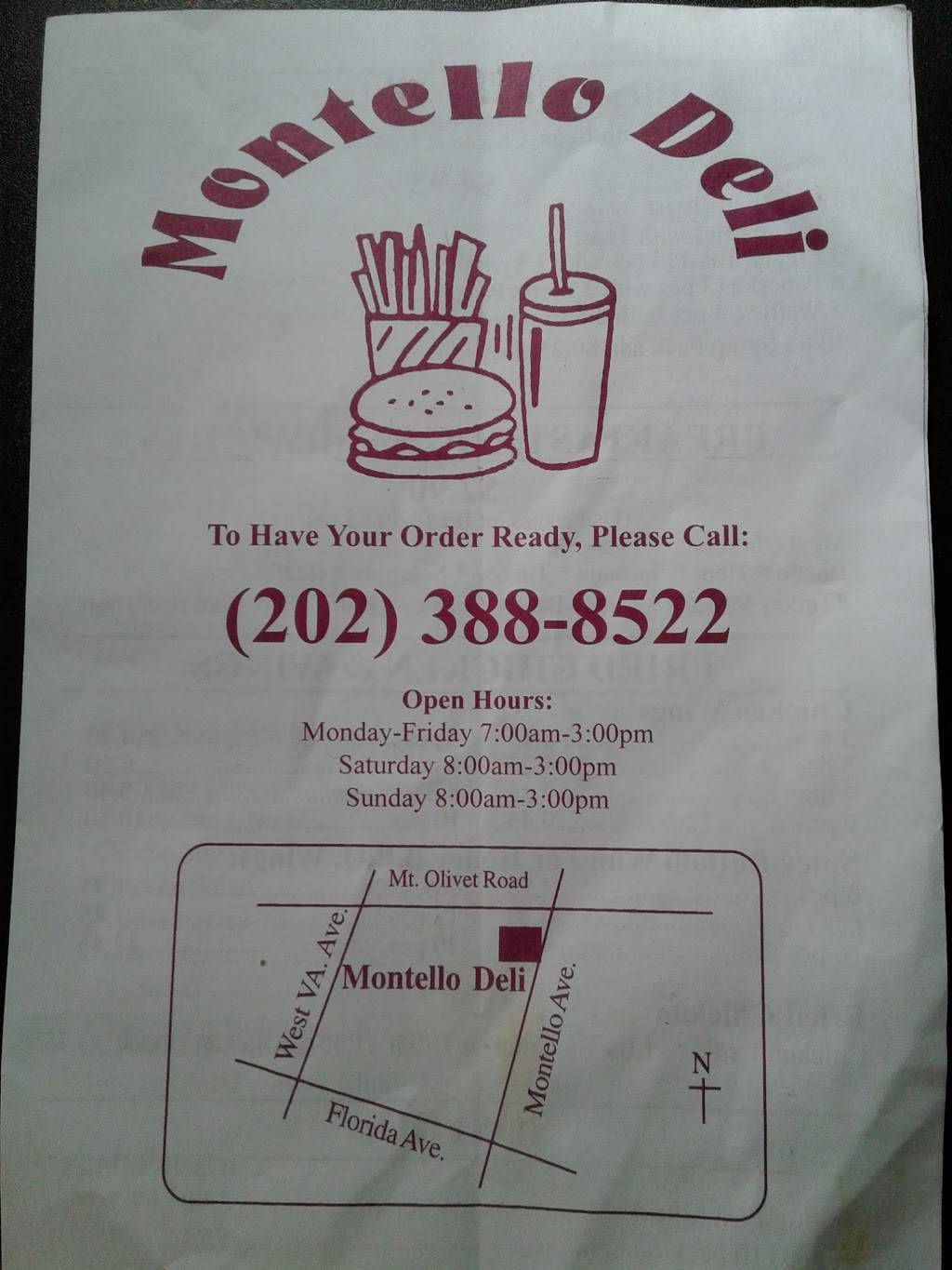 Montello Deli | meal takeaway | 1725 Montello Ave NE, Washington, DC 20002, USA | 2023888522 OR +1 202-388-8522