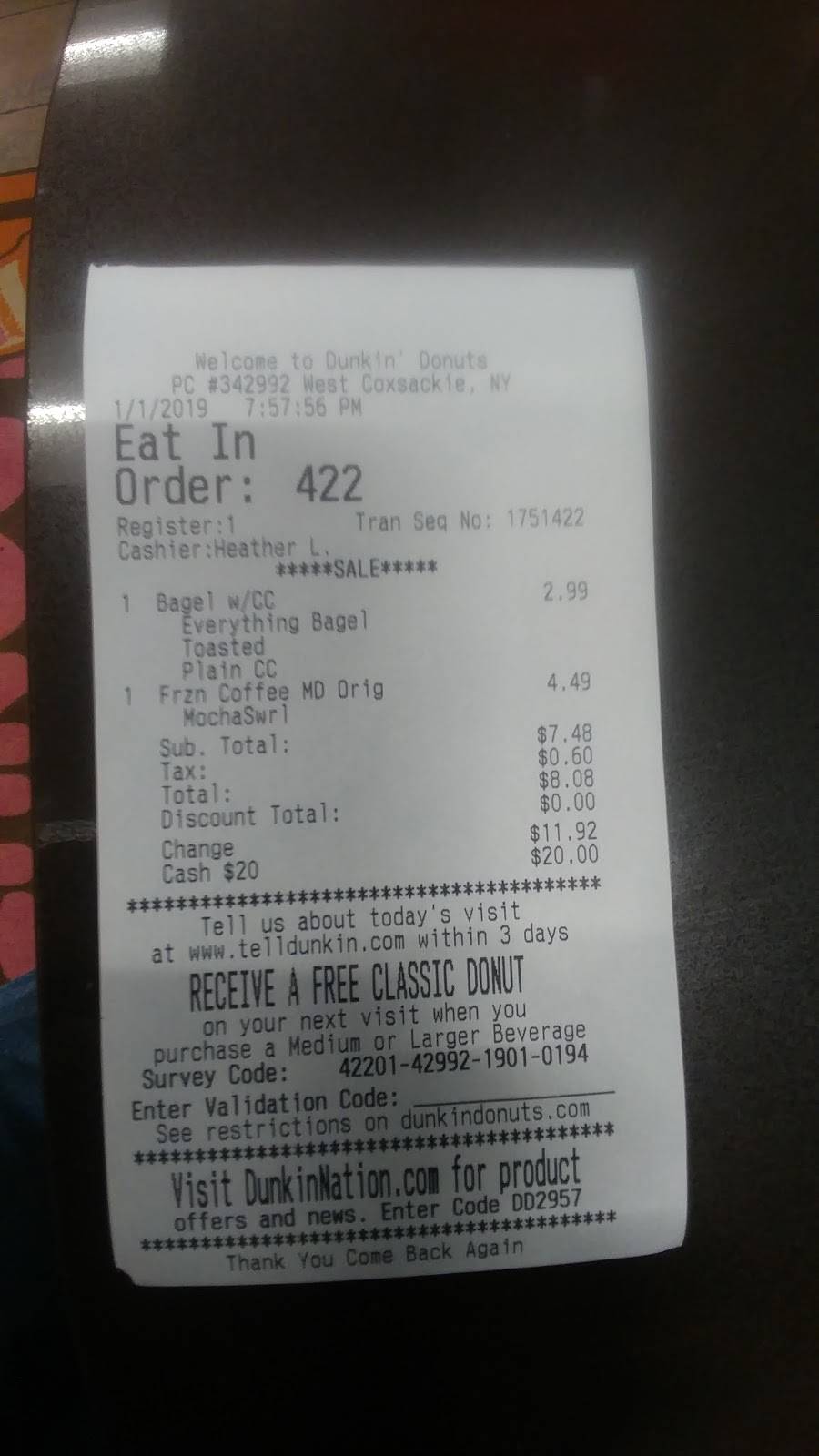 Dunkin | bakery | 12165 State, Rte 9W, Coxsackie, NY 12192, USA | 5187311555 OR +1 518-731-1555