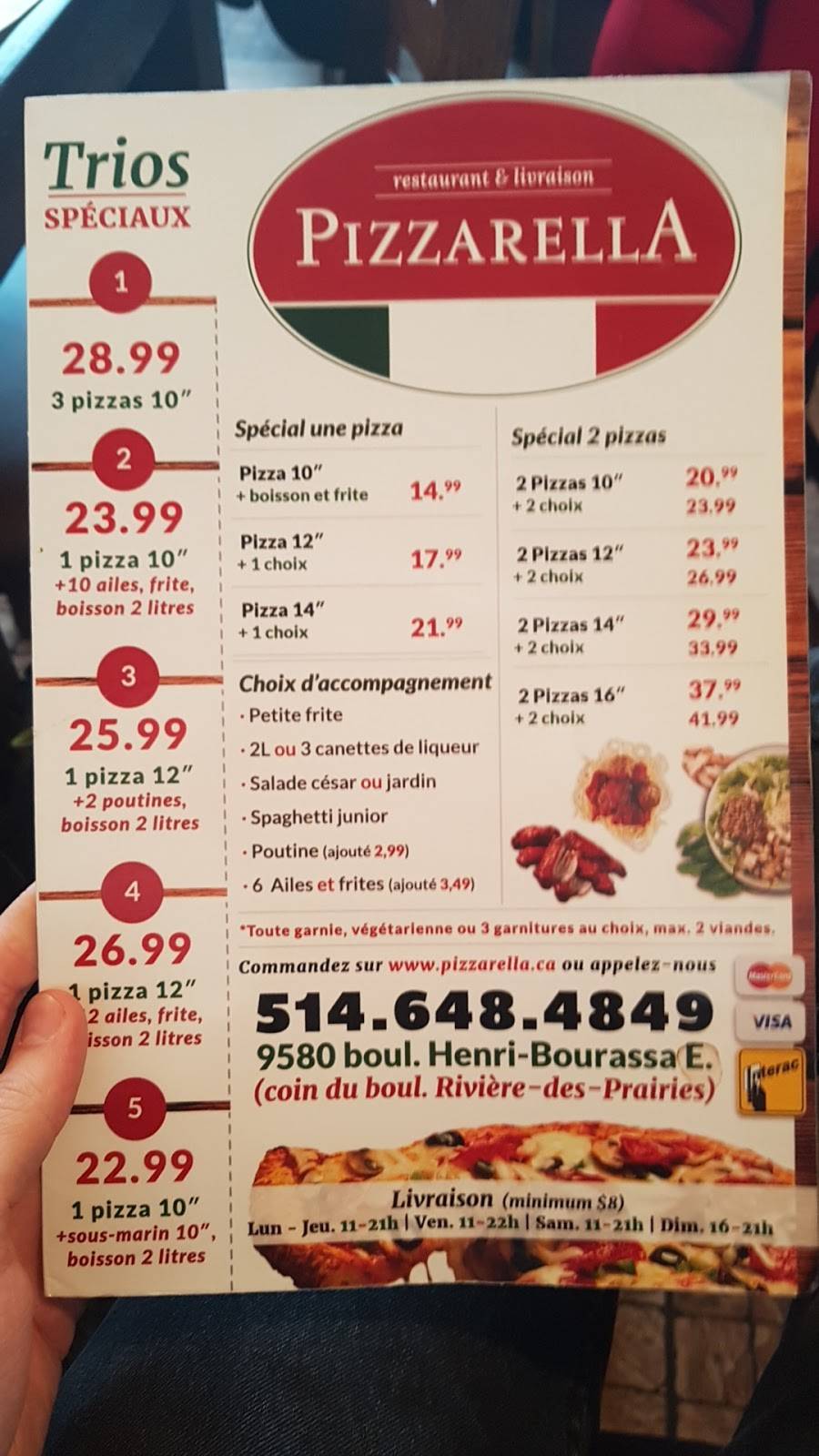 Pizzarella Restaurant | restaurant | 9580 Boul Henri-Bourassa E, Montréal-Est, QC H1E 2S4, Canada | 5146484849 OR +1 514-648-4849