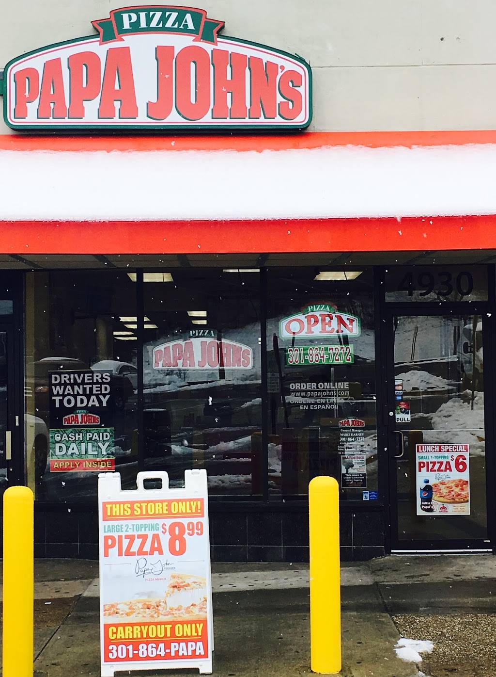 Papa Johns Pizza | restaurant | 4930 Annapolis Rd, Bladensburg, MD 20710, USA | 3018647272 OR +1 301-864-7272
