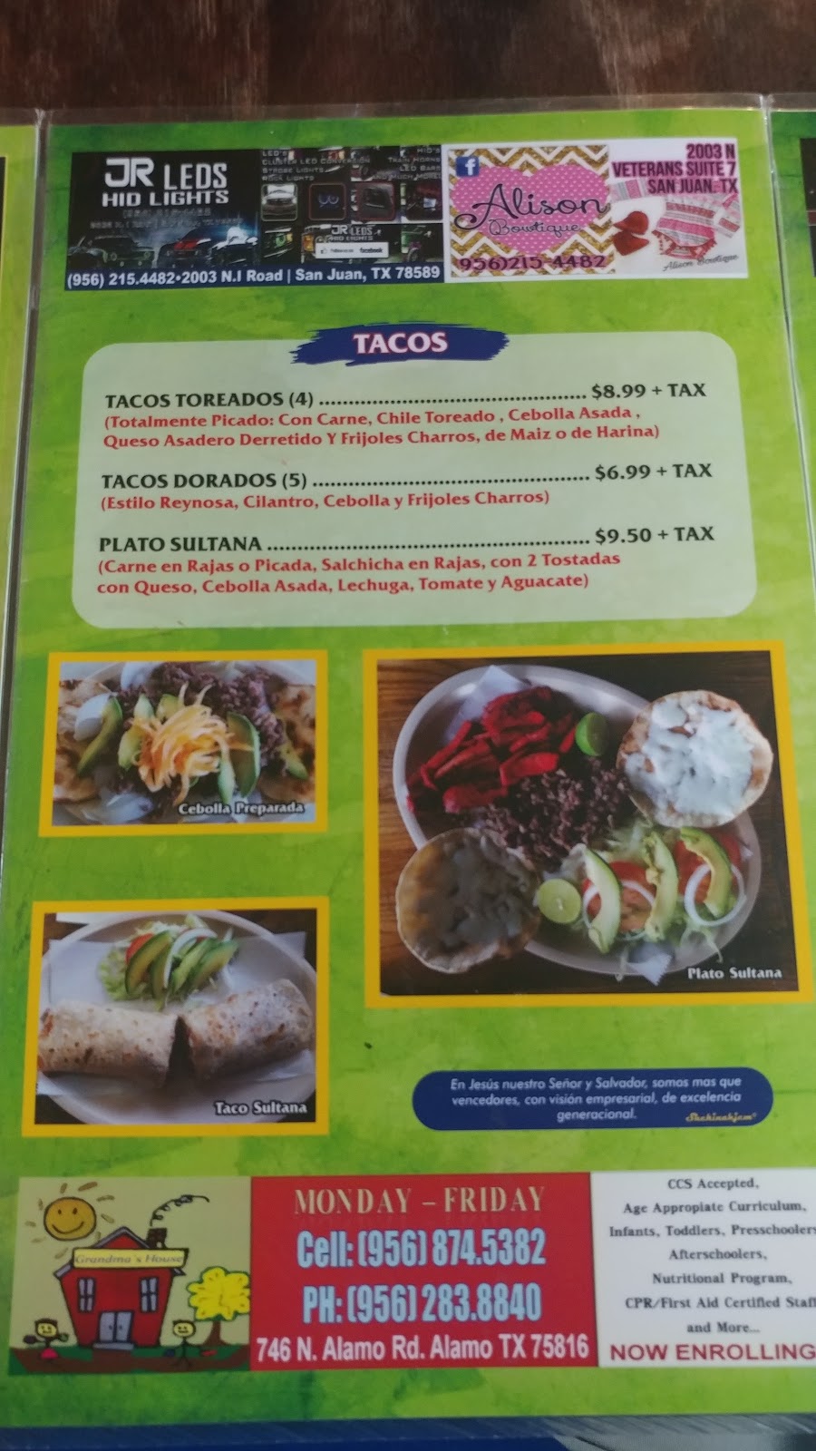 La Sultana Taqueria | restaurant | 1728 Cesar Chavez Rd, Alamo, TX 78516, USA | 9567026483 OR +1 956-702-6483