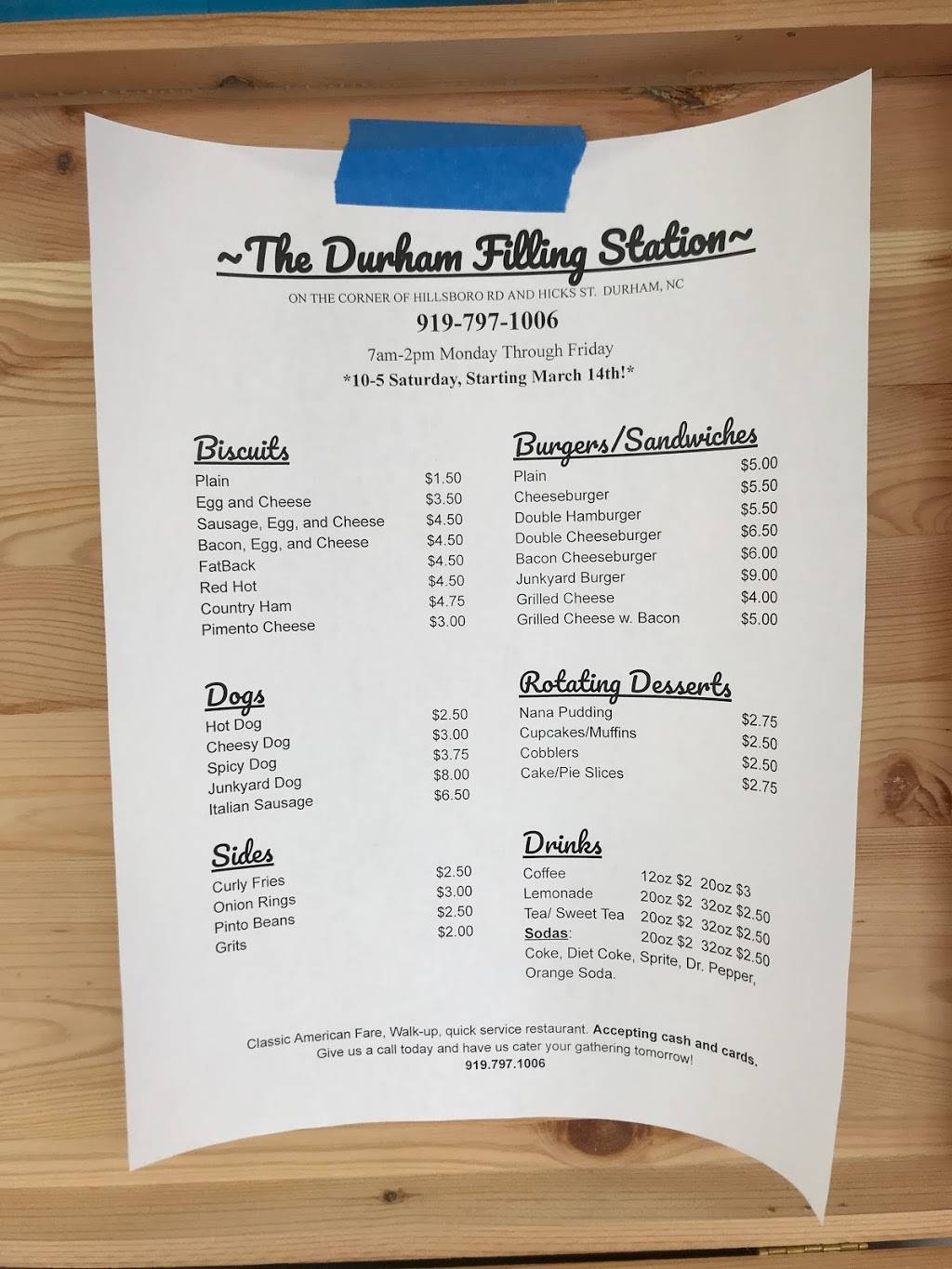 The Durham Filling Station | restaurant | 617 Hicks St, Durham, NC 27705, USA | 9197971006 OR +1 919-797-1006