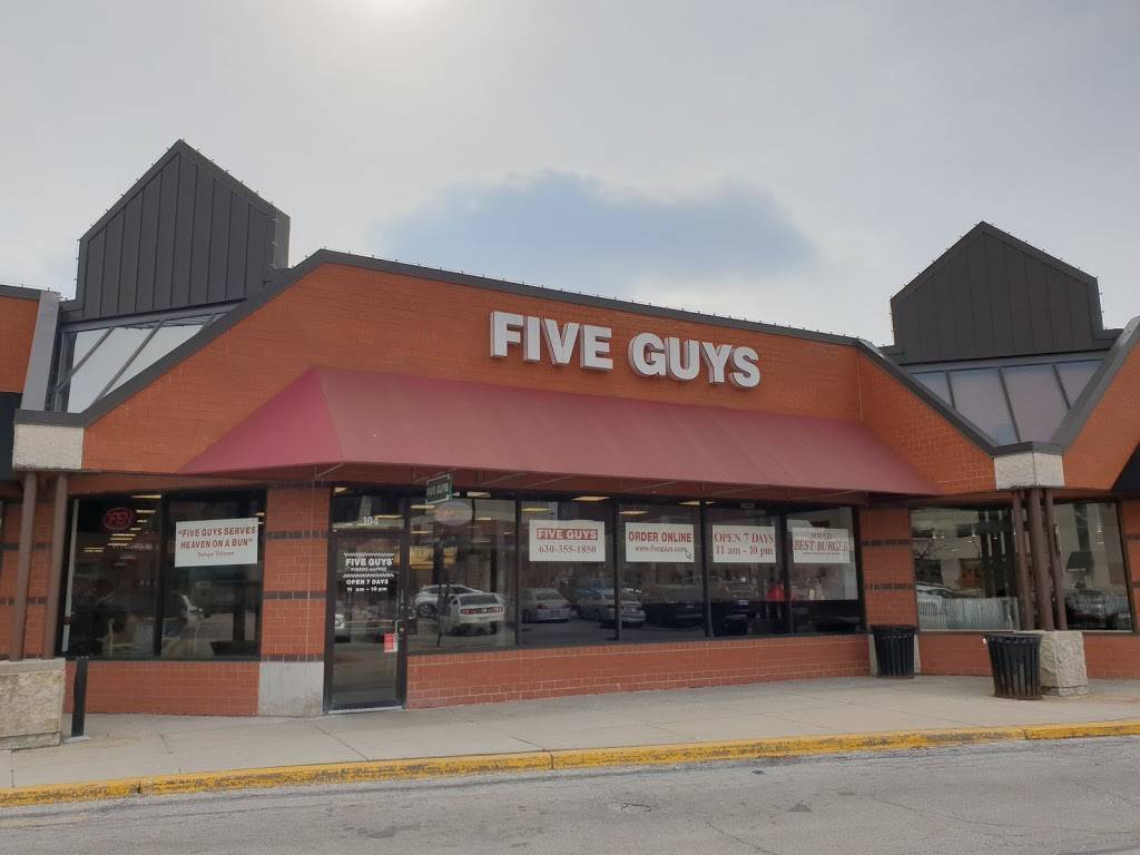 Five Guys | meal takeaway | 22 E Chicago Ave, Naperville, IL 60540, USA | 6303551850 OR +1 630-355-1850