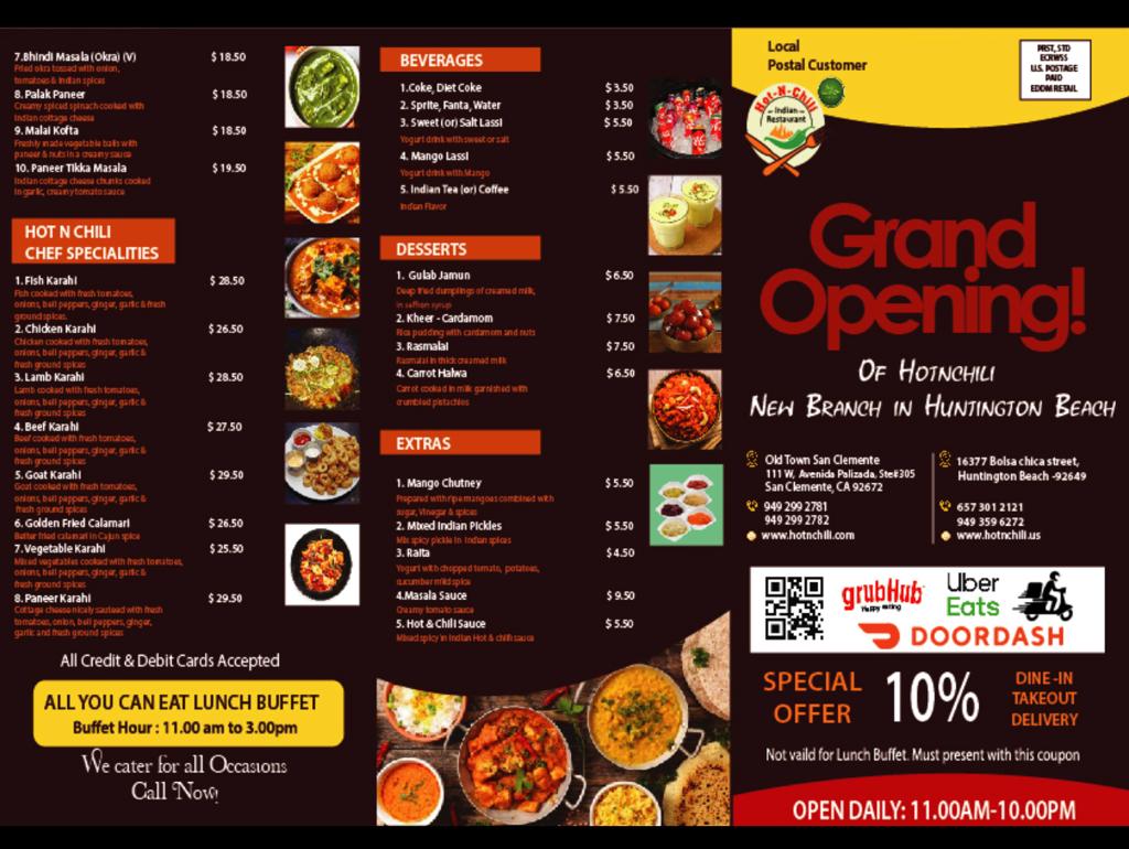 Hot n chili Indian and Pakistani restaurant | restaurant | 16377 Bolsa Chica St, Huntington Beach, CA 92649, USA | 6573012121 OR +1 657-301-2121