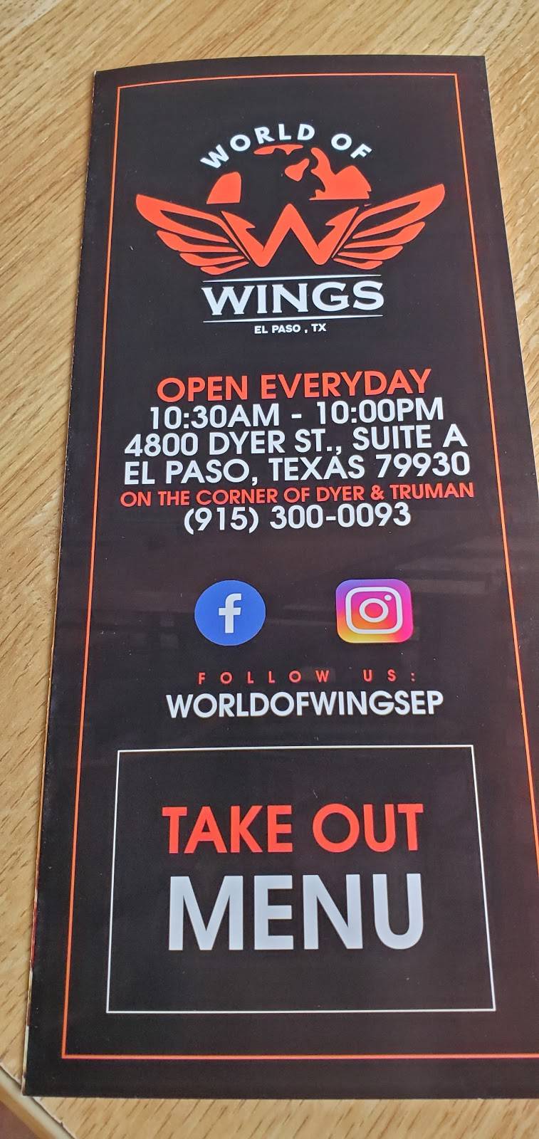 World of Wings | restaurant | 4800 Dyer St, El Paso, TX 79930, USA | 9153000093 OR +1 915-300-0093