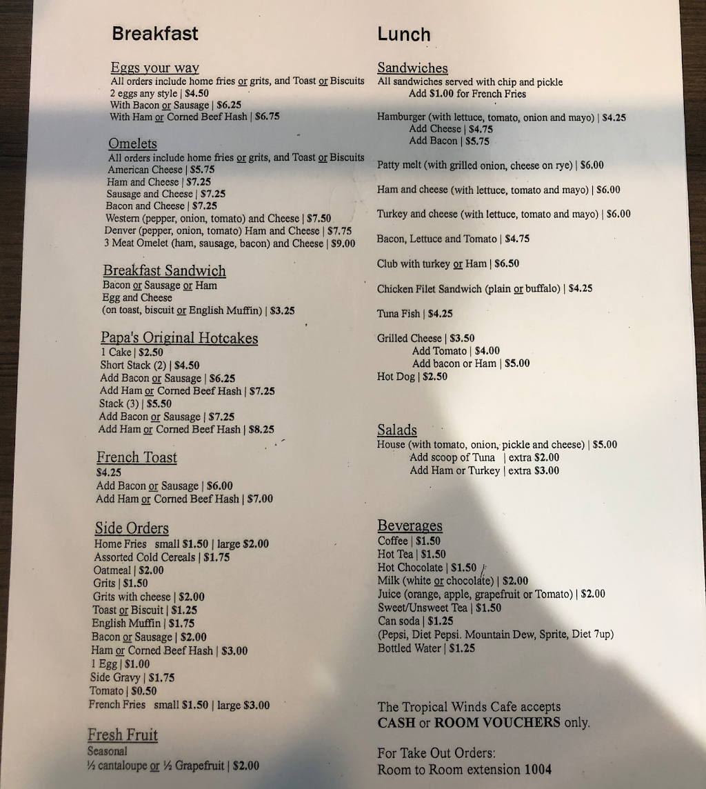 Tropical Winds Cafe | restaurant | 1398 N Atlantic Ave, Daytona Beach, FL 32118, USA | 3862581016 OR +1 386-258-1016