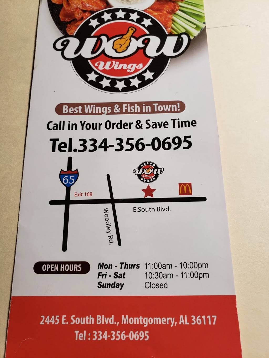 Wow wings -South Blvd | restaurant | 2445 E South Blvd, Montgomery, AL 36116, USA | 3343560695 OR +1 334-356-0695
