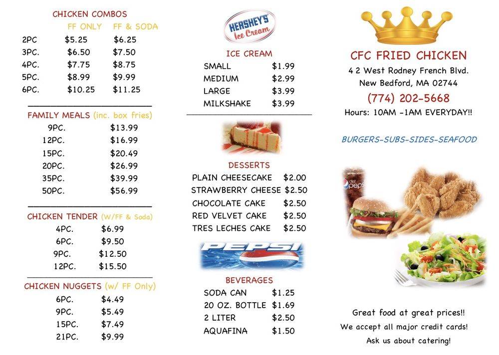 CFC Fried Chicken | restaurant | 42 Rodney French Blvd, New Bedford, MA 02744, USA | 7742025668 OR +1 774-202-5668