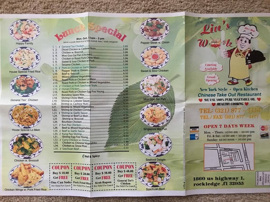 Lins wok | restaurant | 1860 US-1, Rockledge, FL 32955, USA | 3218771113 OR +1 321-877-1113