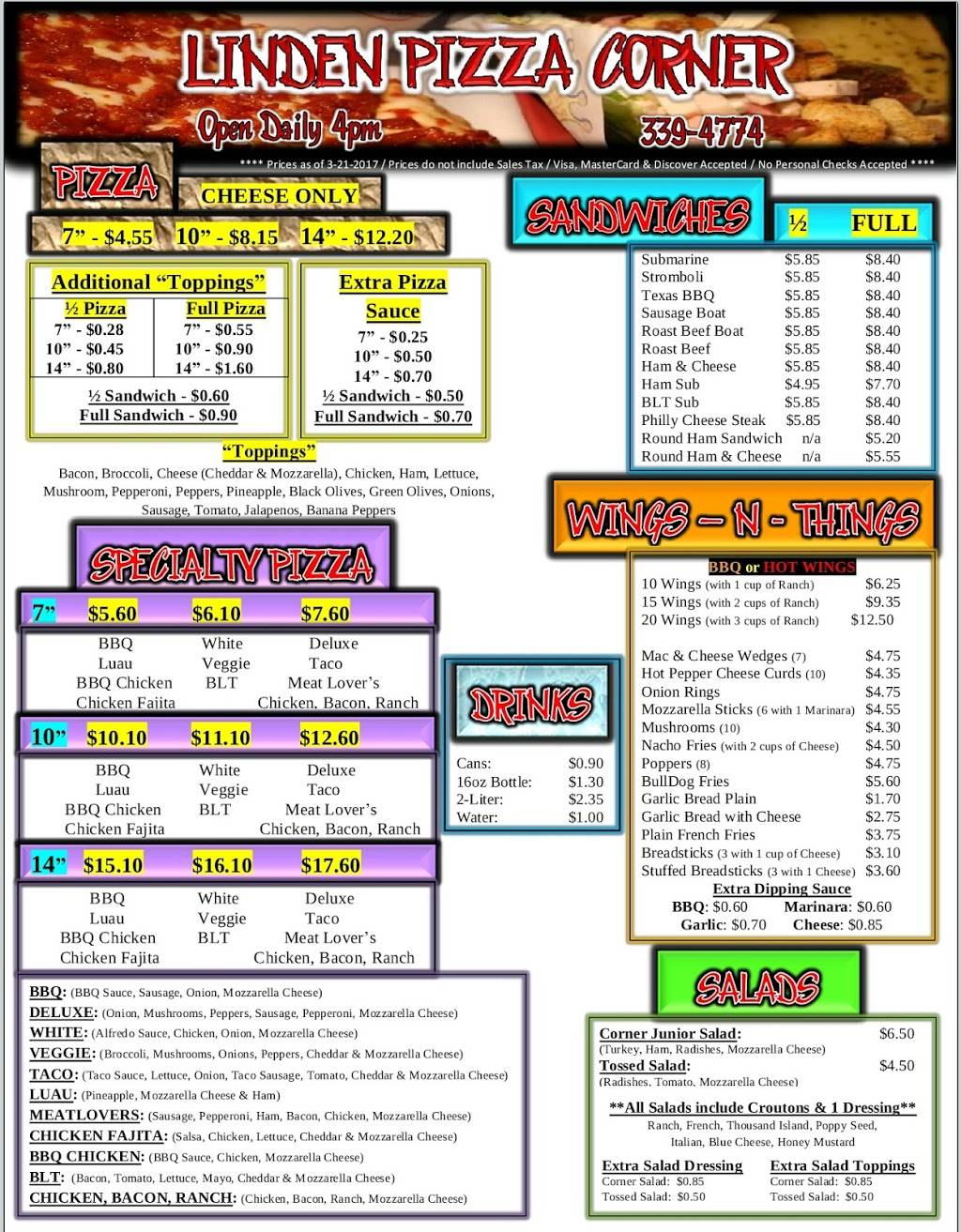 Linden Pizza Corner | restaurant | 221 S Main St, Linden, IN 47955, USA | 7653394774 OR +1 765-339-4774