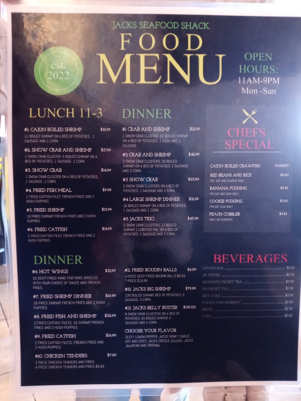 Jacks Seafood Shack | restaurant | 245 I-45, Huntsville, TX 77340, USA | 9362828225 OR +1 936-282-8225