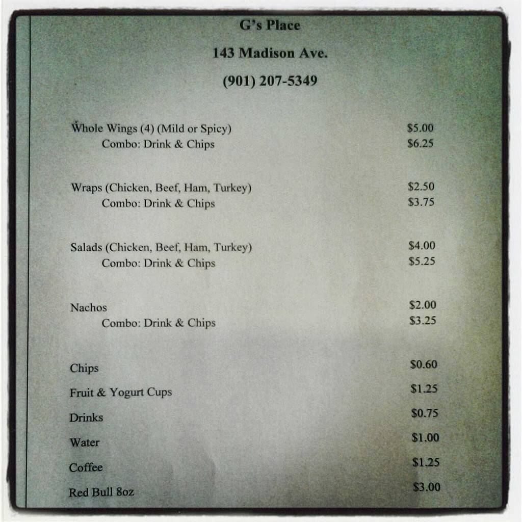 Gs Place | restaurant | 143 Madison Ave, Memphis, TN 38103, USA | 9012075349 OR +1 901-207-5349