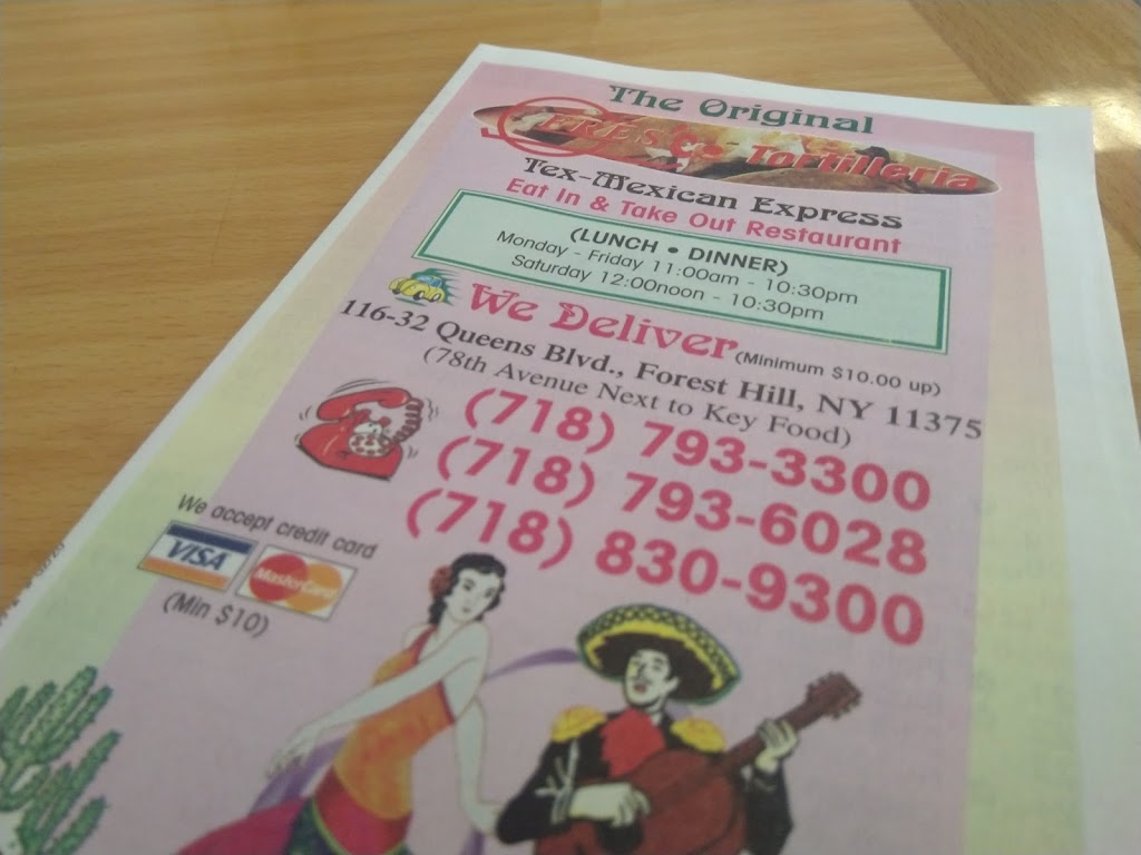 The Original Tex Mexican Express | restaurant | 116-32 Queens Blvd, Queens, NY 11375, USA | 7187933300 OR +1 718-793-3300