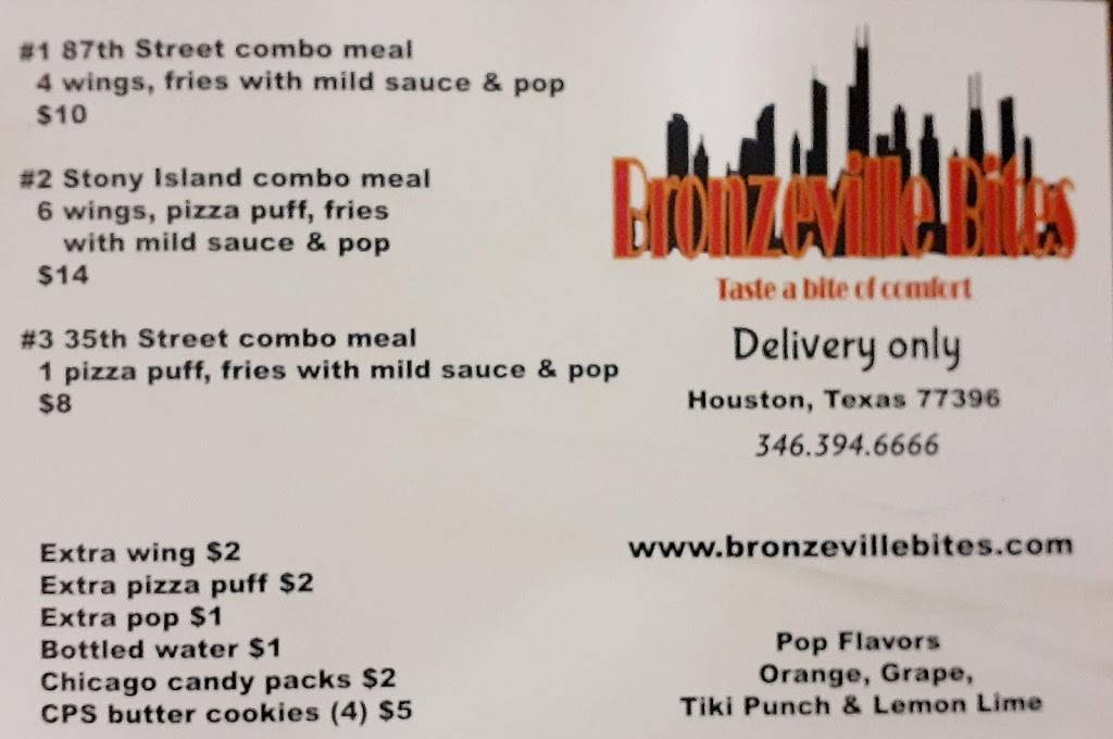 Bronzeville Bites | restaurant | 15207 Vickery Dr, Houston, TX 77032, USA | 3463946666 OR +1 346-394-6666