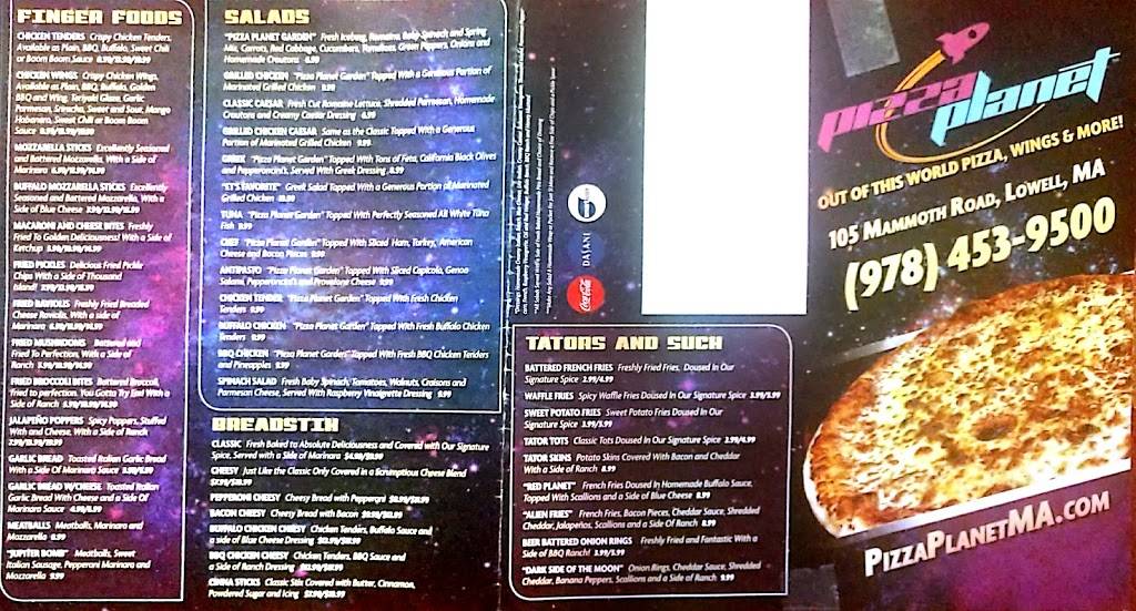 Pizza Planet | restaurant | 105 Mammoth Rd, Lowell, MA 01854, USA | 9784539500 OR +1 978-453-9500