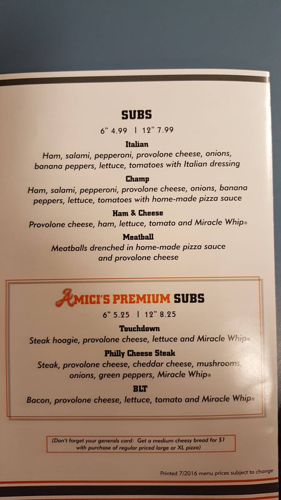 Amicis Pizza | restaurant | 222 Kirk St, West Lafayette, OH 43845, USA | 7405451923 OR +1 740-545-1923