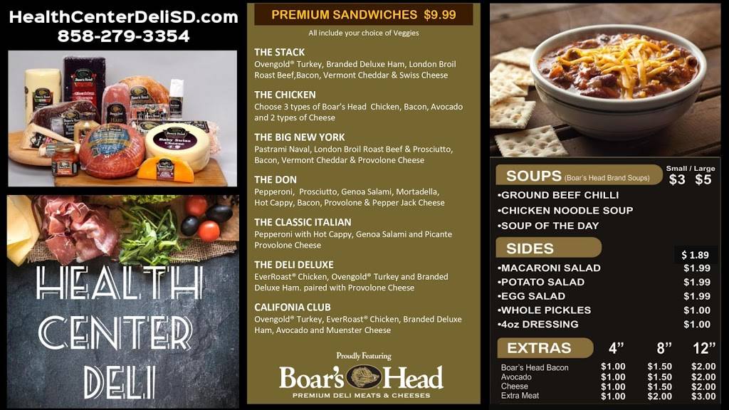 Health Center Deli | restaurant | 2777 Health Center Dr, San Diego, CA 92123, USA | 8582793354 OR +1 858-279-3354