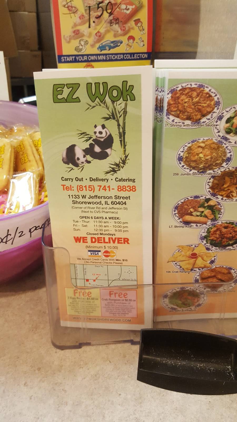 EZ Wok | restaurant | 1133 W Jefferson St, Shorewood, IL 60404, USA | 8157418838 OR +1 815-741-8838