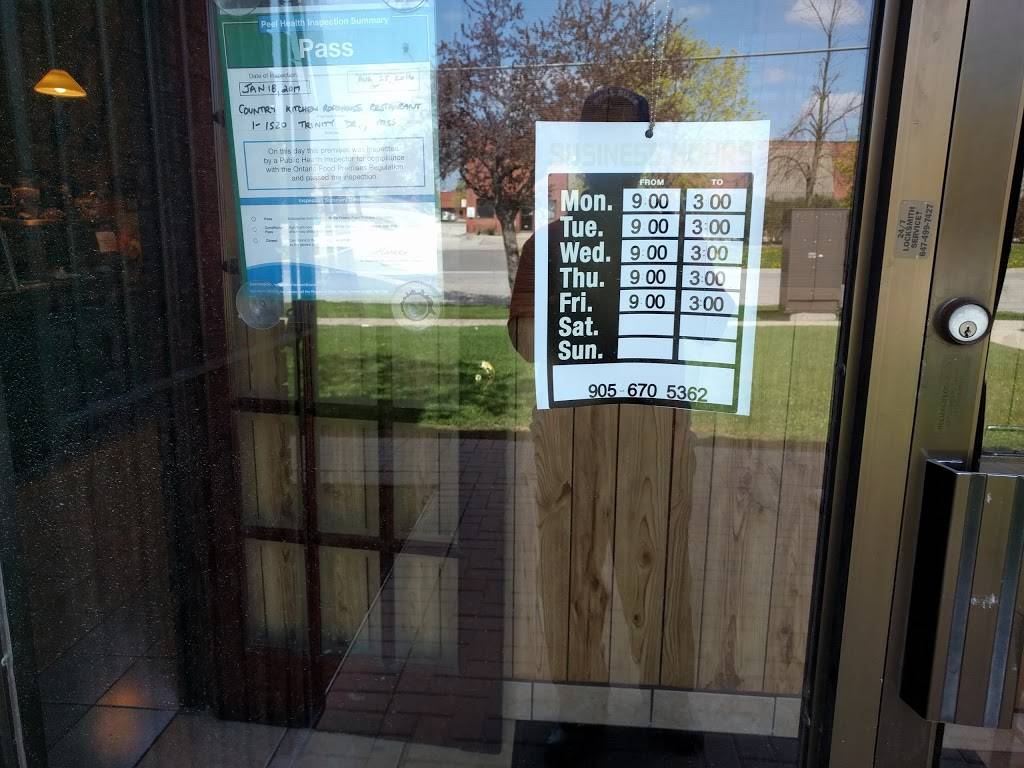 Country Kitchen Restaurant | restaurant | 1520 Trinity Dr, Mississauga, ON L5T 1L6, Canada | 9056705362 OR +1 905-670-5362