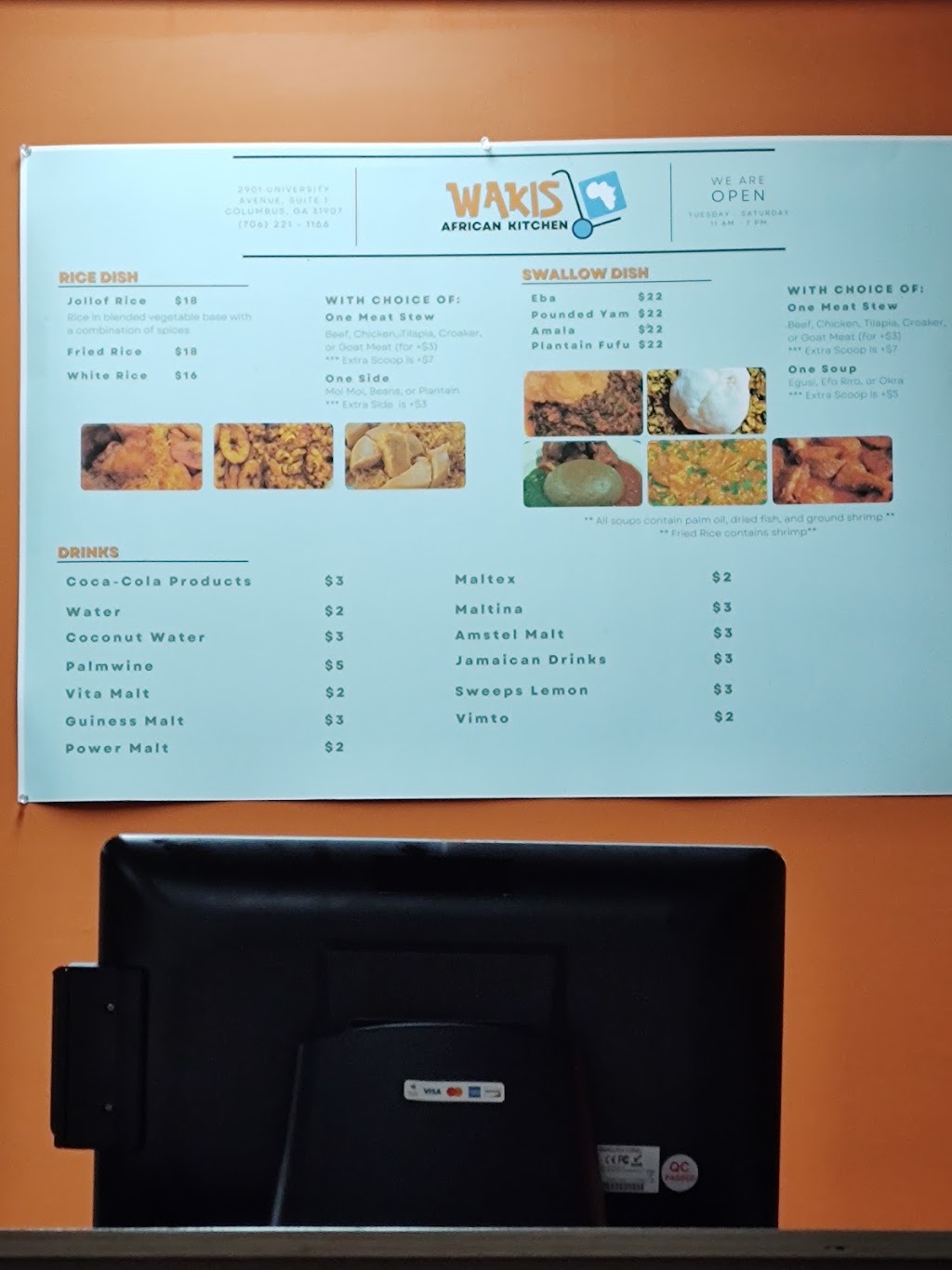 WAKIS AFRICAN KITCHEN | restaurant | 2901 University Ave Unit 1, Columbus, GA 31907, USA | 7062211166 OR +1 706-221-1166