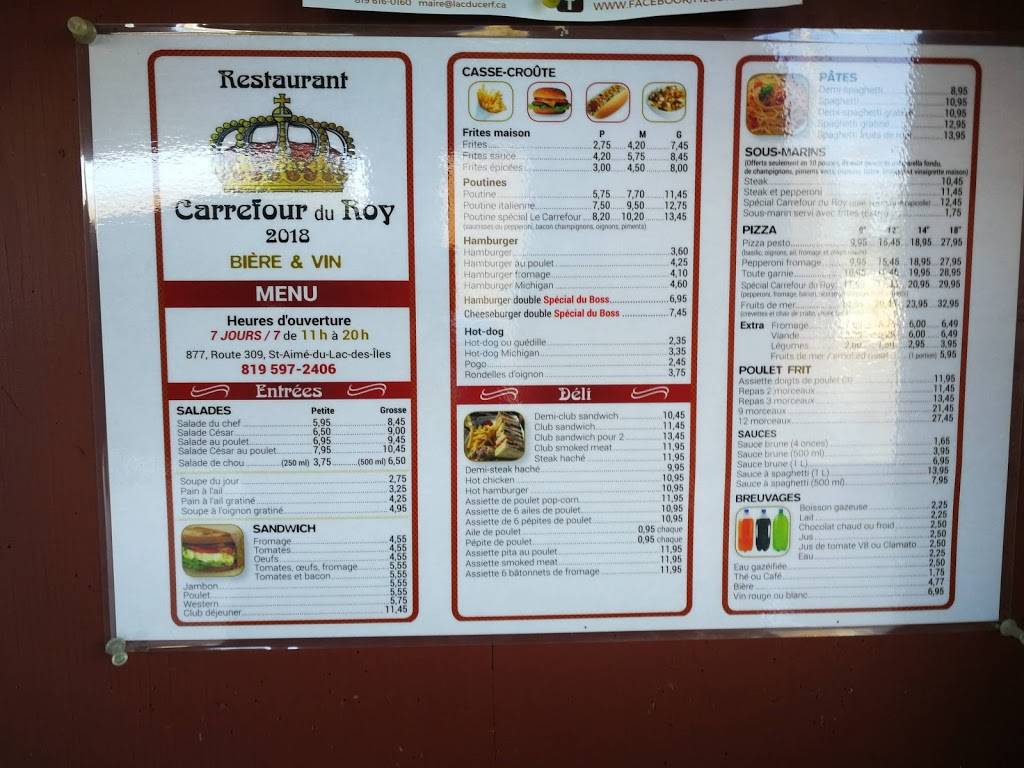 Restaurant Carrefour Du Roy | restaurant | 877 QC-309, Lac-des-Îles, QC J0W 1J0, Canada | 8195972406 OR +1 819-597-2406