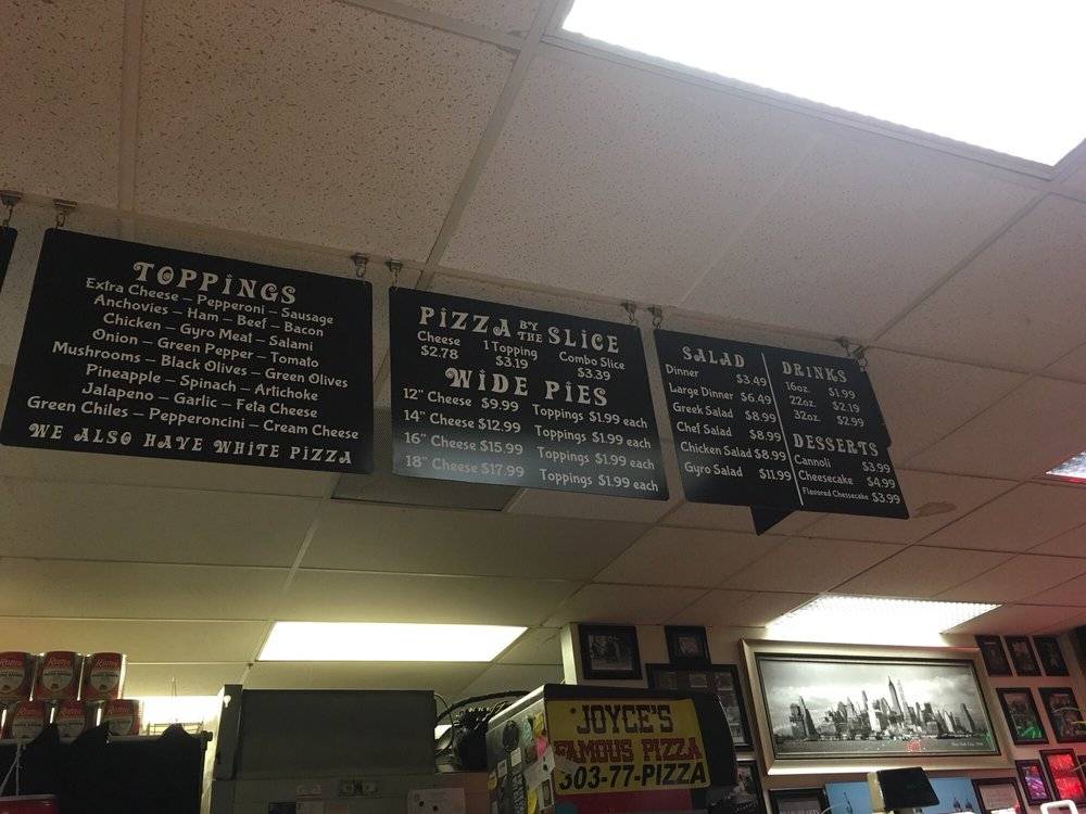 Joyces Famous Pizza | meal delivery | 2120 S Broadway, Denver, CO 80210, USA | 3037774992 OR +1 303-777-4992