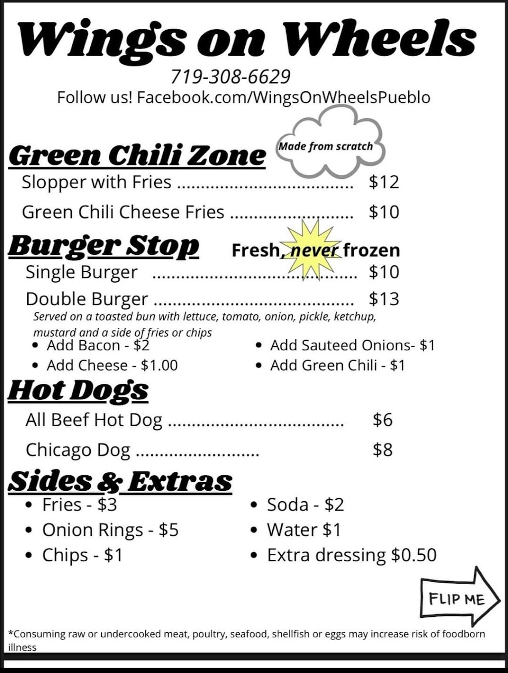 Wings on Wheels | restaurant | 1216 N Platteville Blvd, Pueblo West, CO 81007, USA | 7193086629 OR +1 719-308-6629